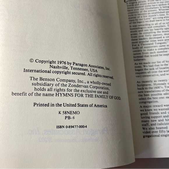 Hymns For The Family of God Paragon 1976 Vintage Hymnal Christian Song Book VTG - Picture 11 of 12